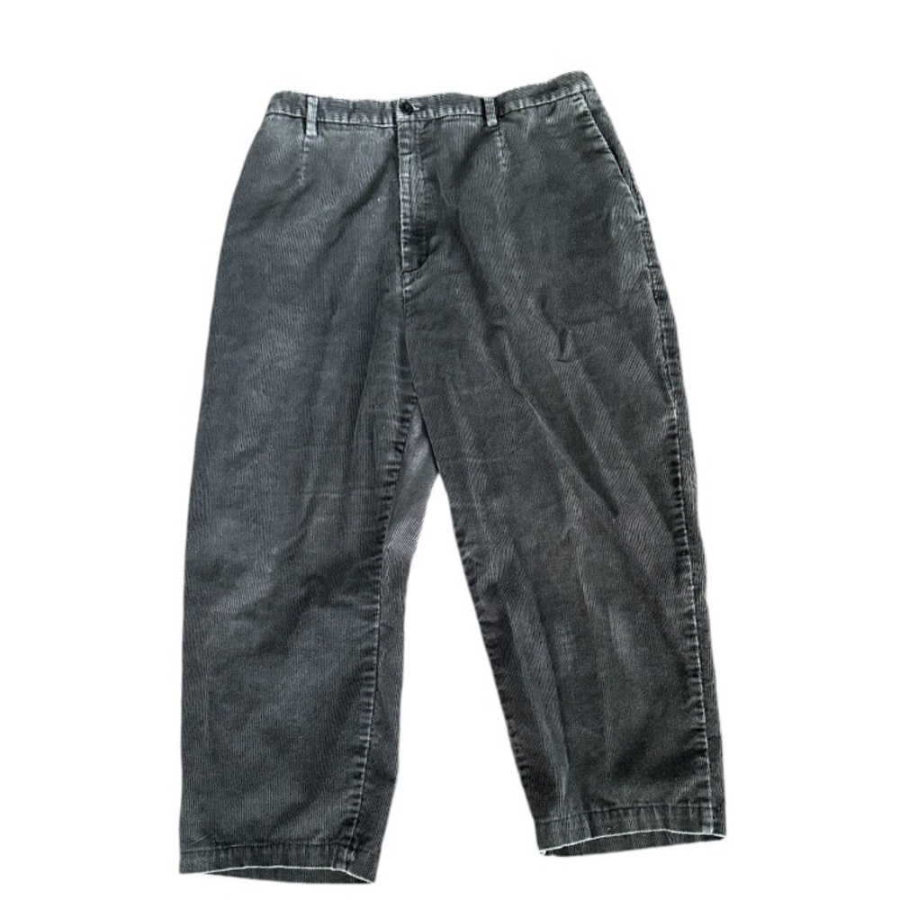 Lands End High Rise Straight Leg Corduroy Gray Womens Pants Size 18 Petite Crop